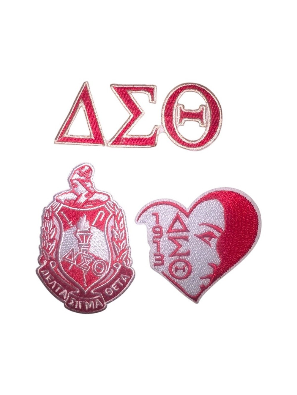 Delta Sigma Theta Sorority Embroidered Crest and Letters Patch Set 3pc